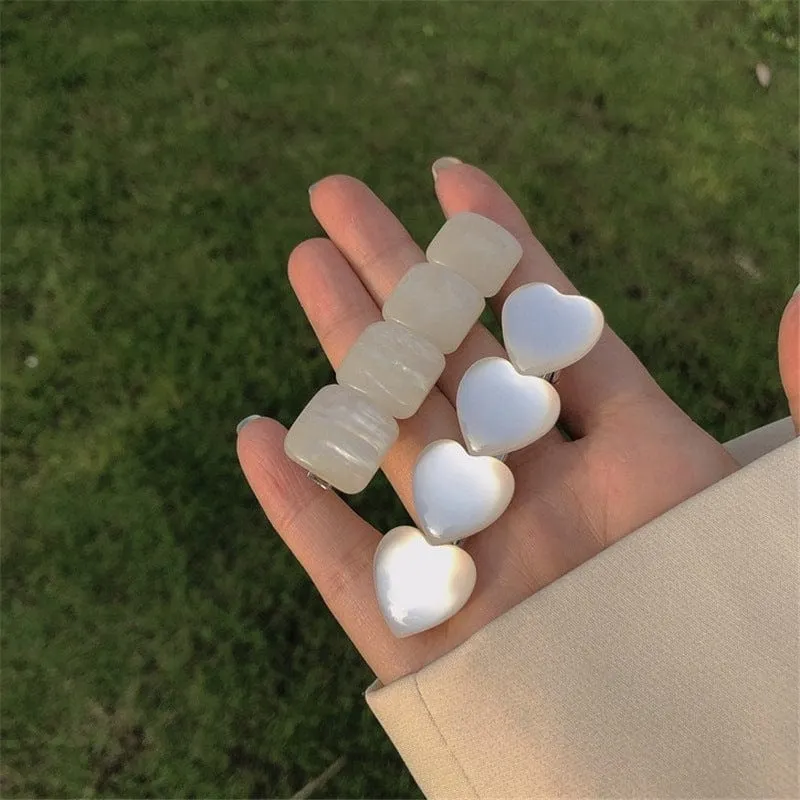 White Iridescent Stone Hair Clip