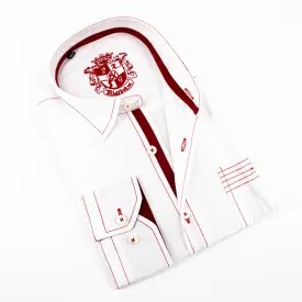 White Jacquard V Shirt W/Pocket