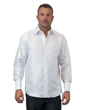 White Men's Fancy Casual Long Sleeves Shirt With Cufflink Regular-Fit