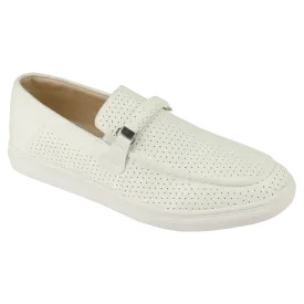 White Men's Loafer Slip-On Casual Suede Material Shoes