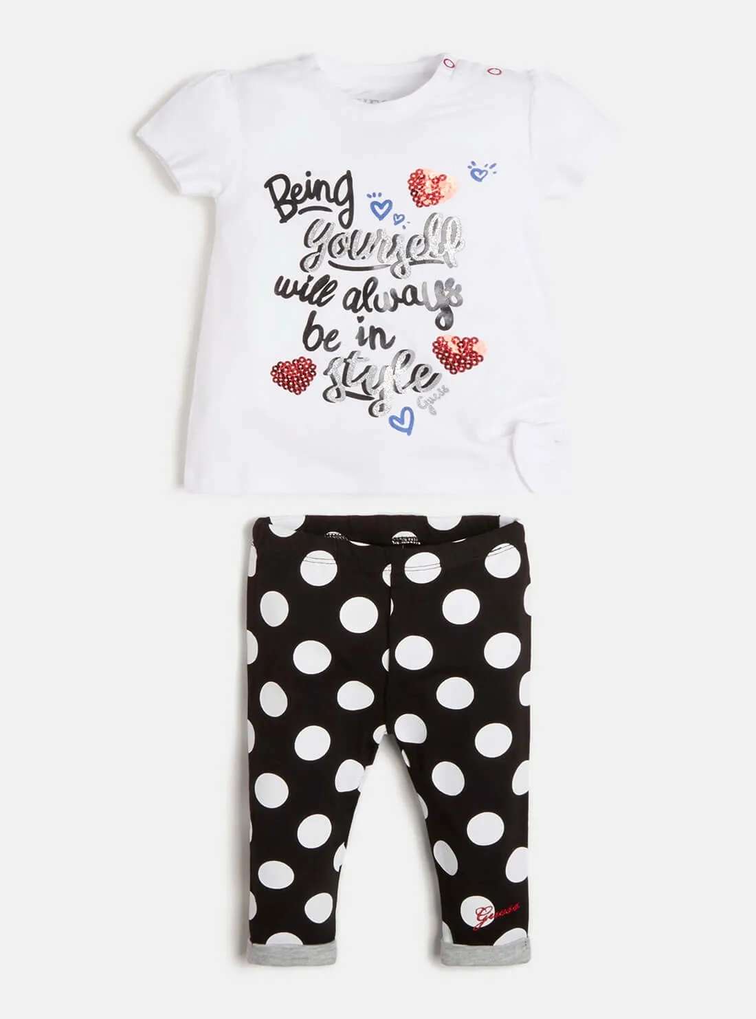 White Multi Polka T-Shirt And Leggings 2-Piece Set (3-18m)