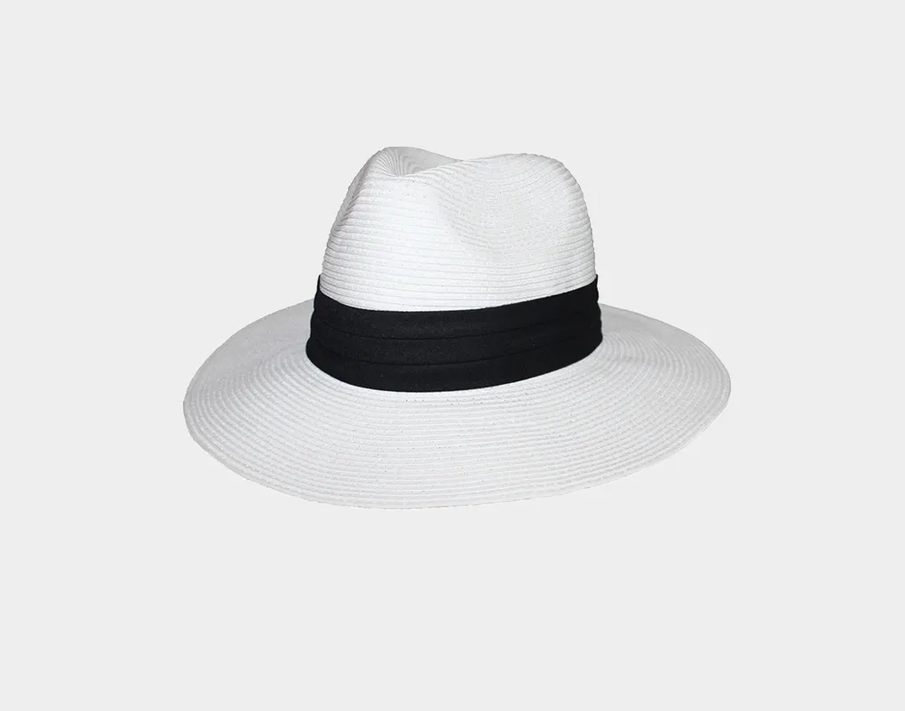 White Panama Fedora Style Hat - The Vacationer