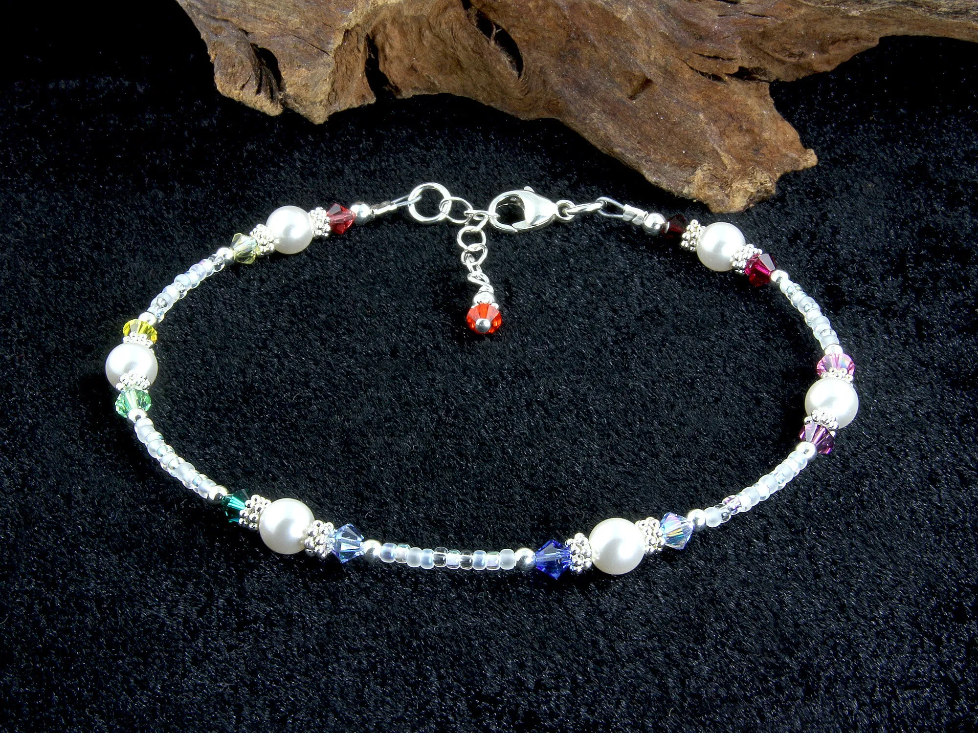 White Rainbow Crystal Beaded Anklet