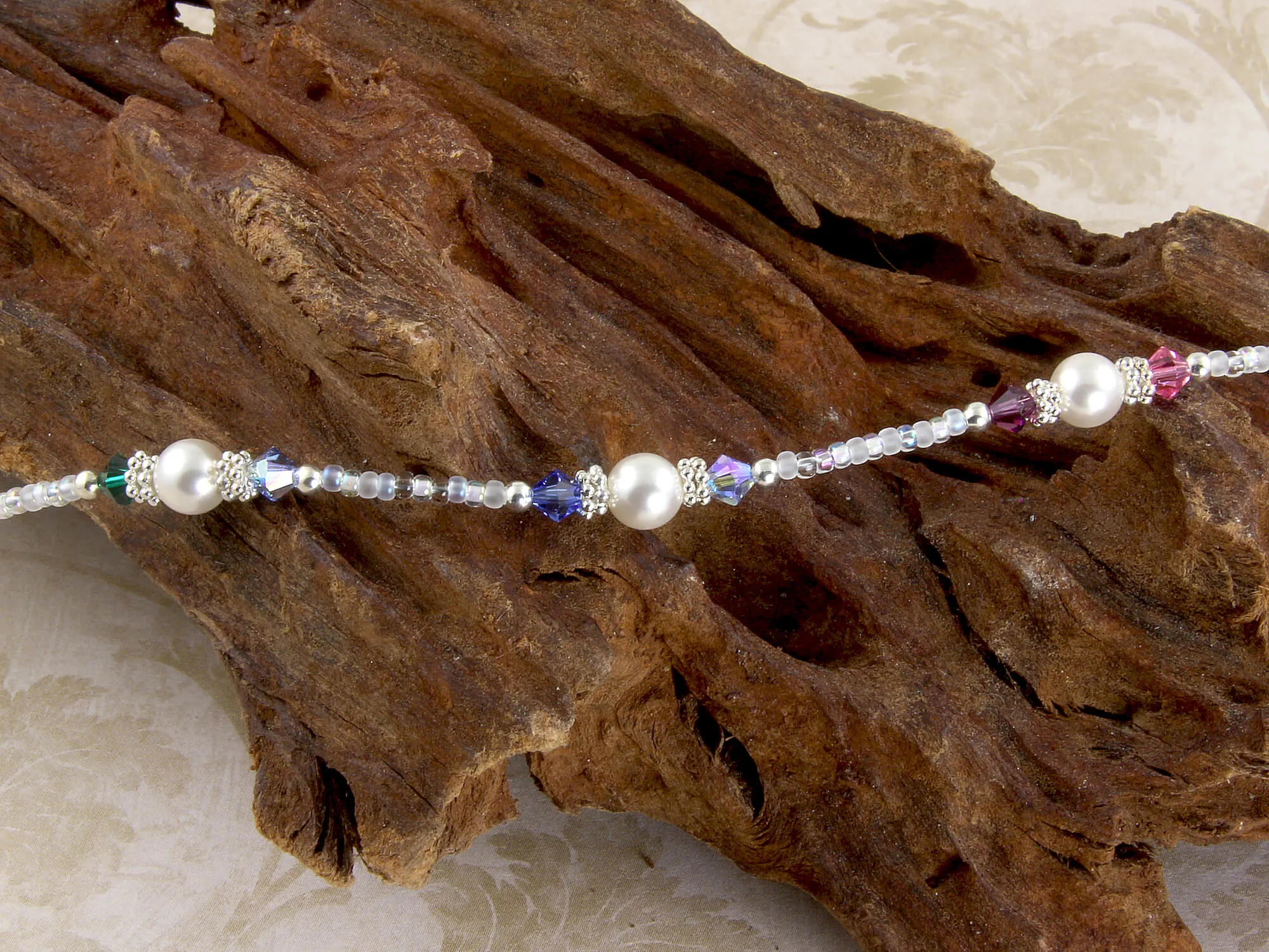 White Rainbow Crystal Beaded Anklet