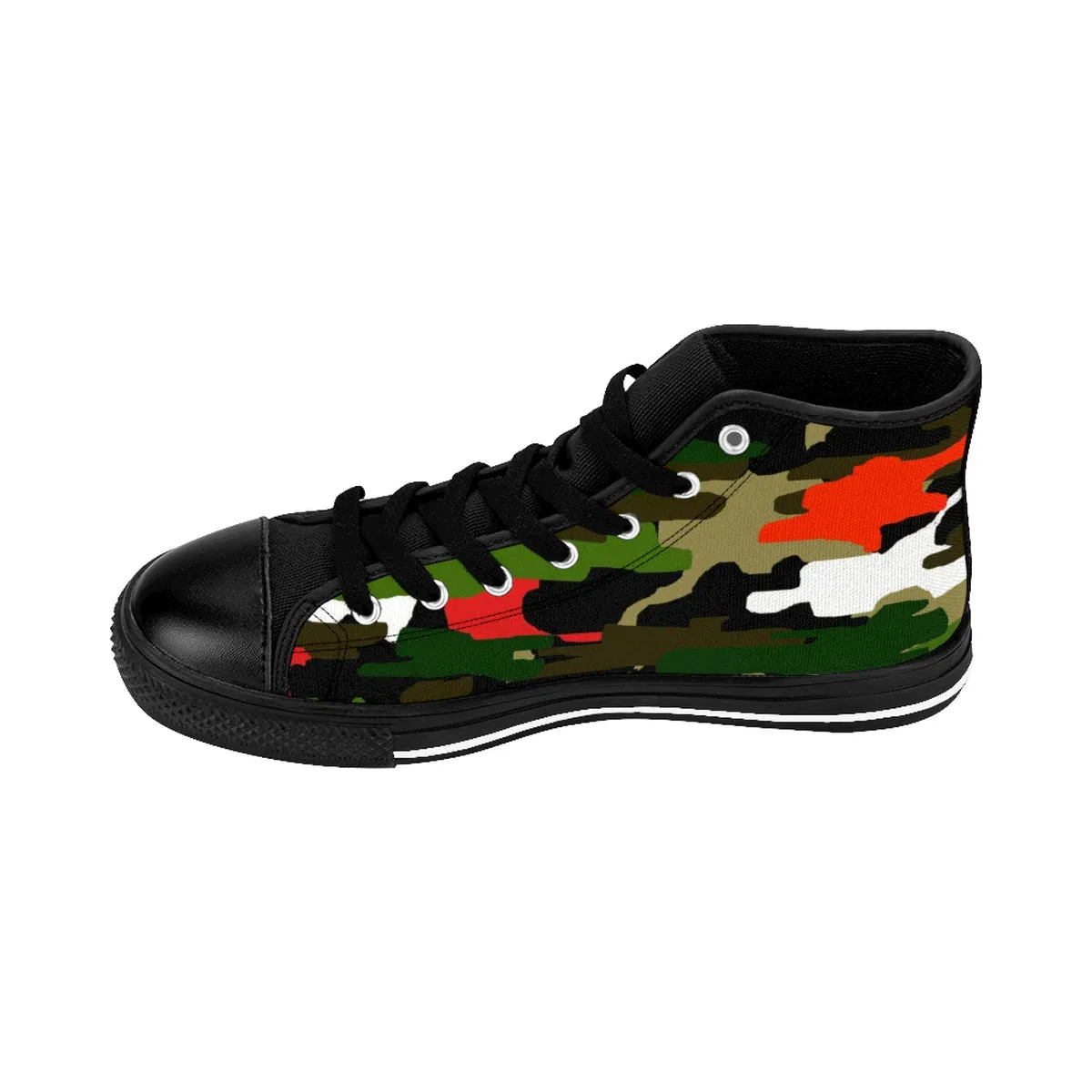 White Red Green Camouflage Army Military Print Men's High-top Sneakers Running Shoes