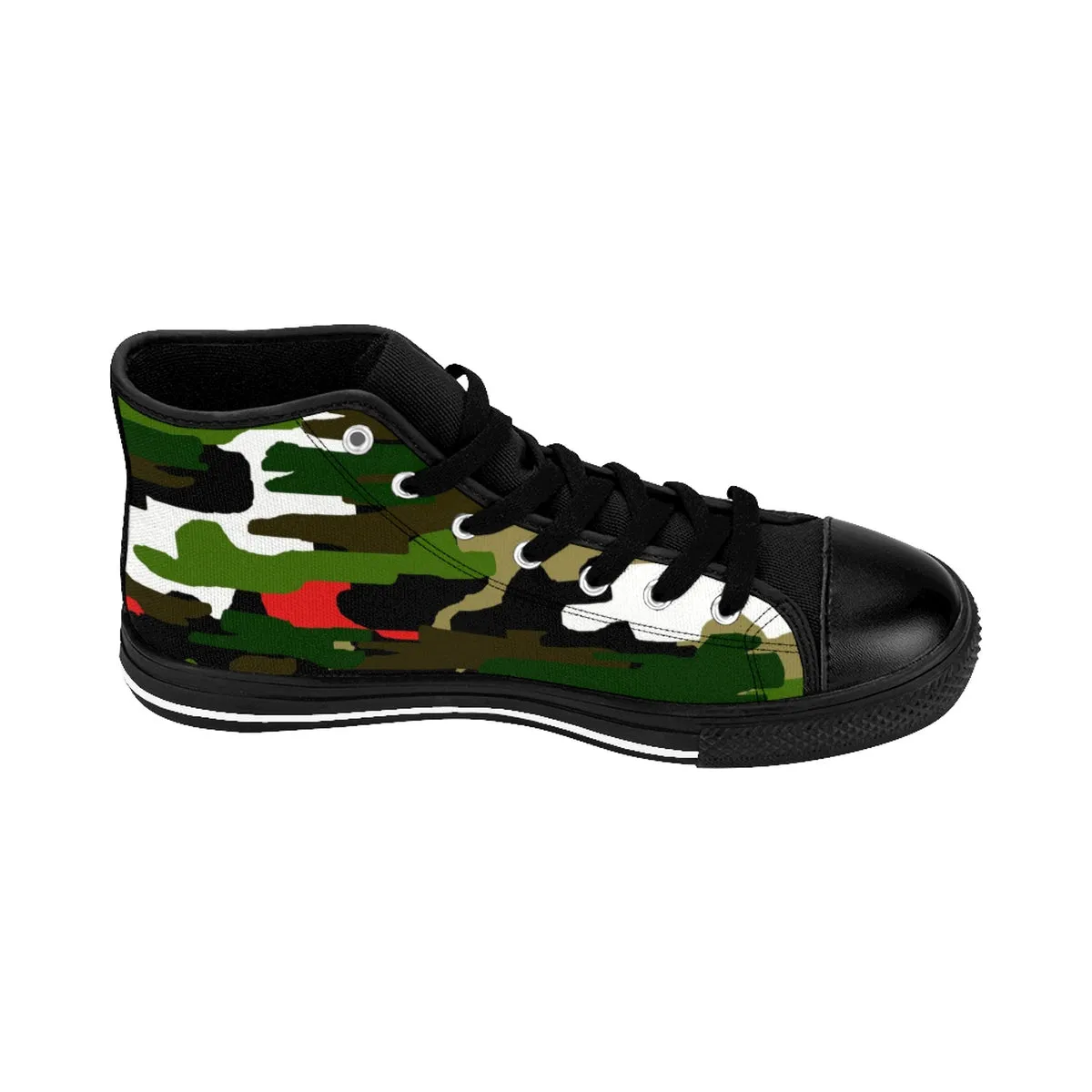 White Red Green Camouflage Army Military Print Men's High-top Sneakers Running Shoes