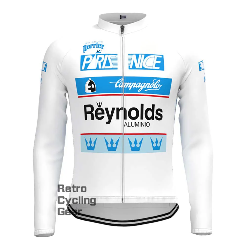 white Reynolds Retro Long Sleeve Cycling Kits