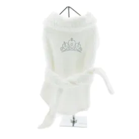 White Silver Tiara Cotton Dog Bathrobe