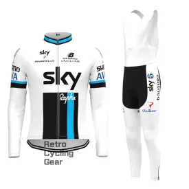 white sky Retro Long Sleeve Cycling Kits