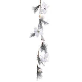 White Snow Poinsettia Garland (1.5m)