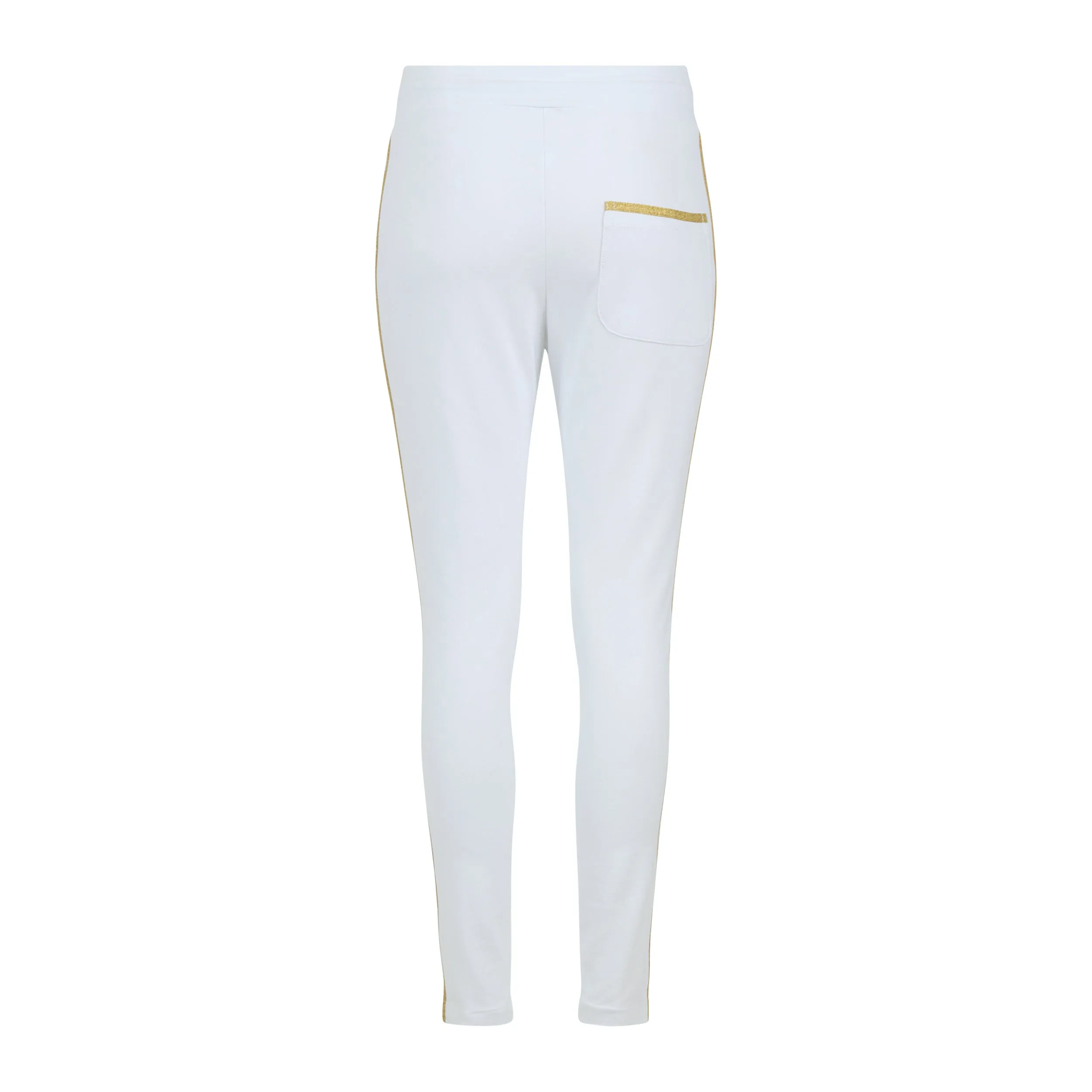 White W/ Gold Stripe Sweatpants