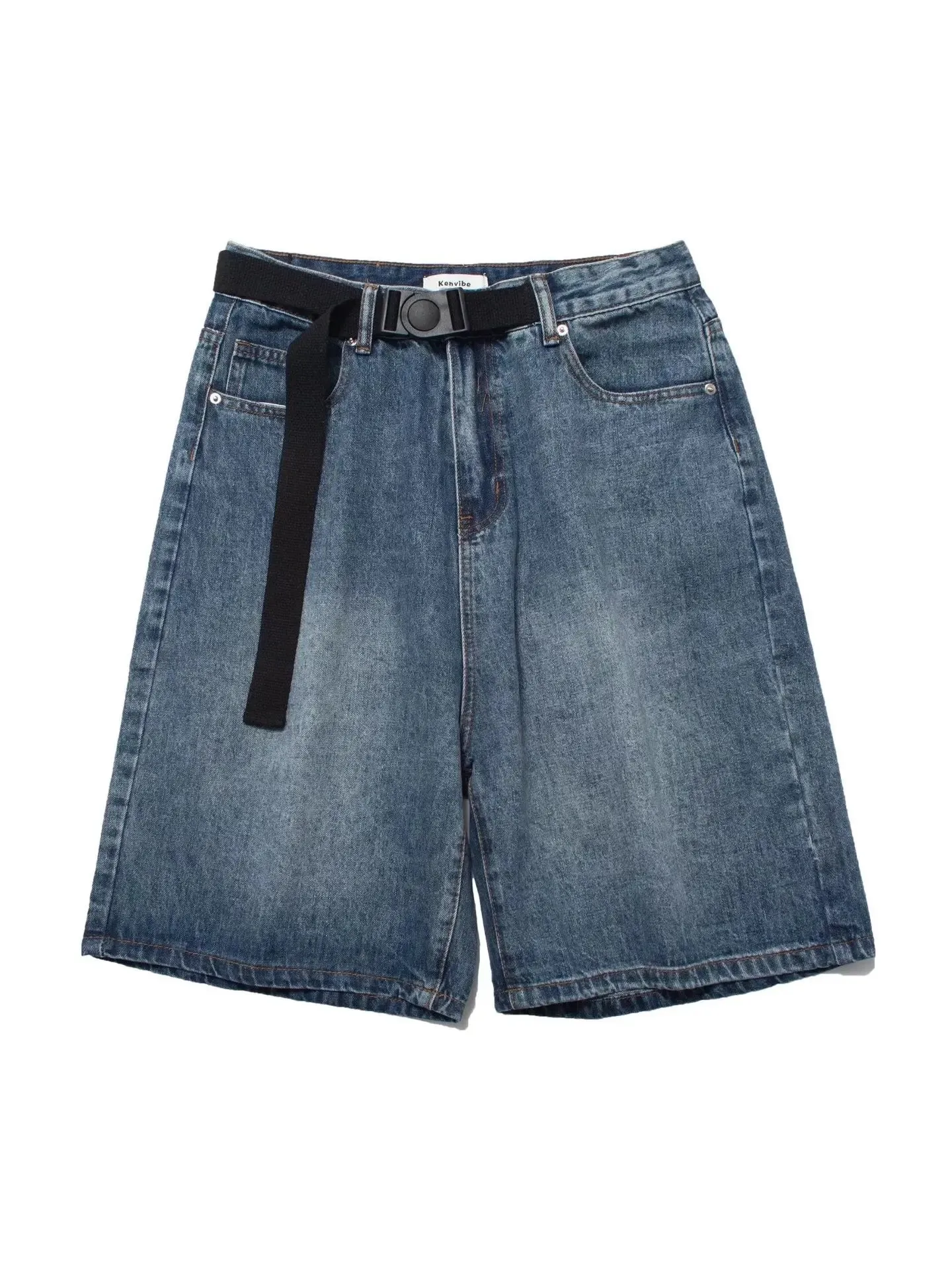 Wiaofellas  -  High Street Retro Blue Jeans Shorts Summer New Baggy Wide Leg Denim Half Pants Fashion Streetwear Y2k Clothing Oversize Man