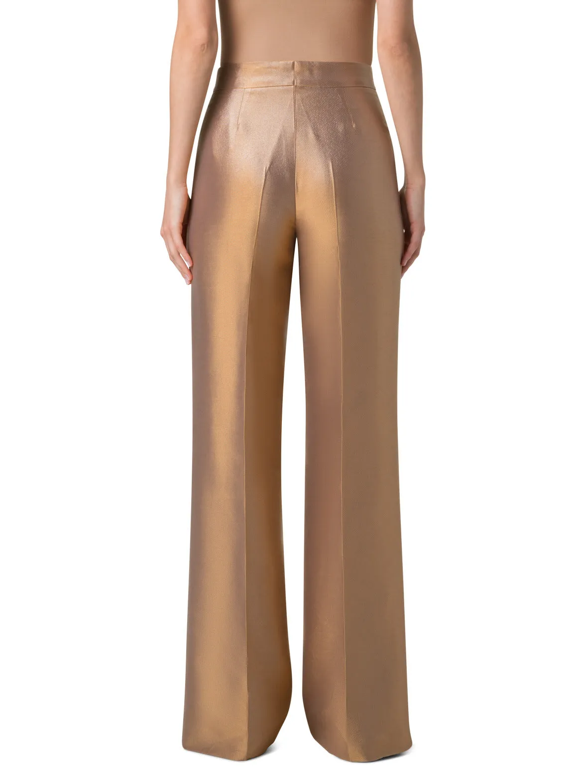 Wide Leg Pants in Cotton and Golden Lurex