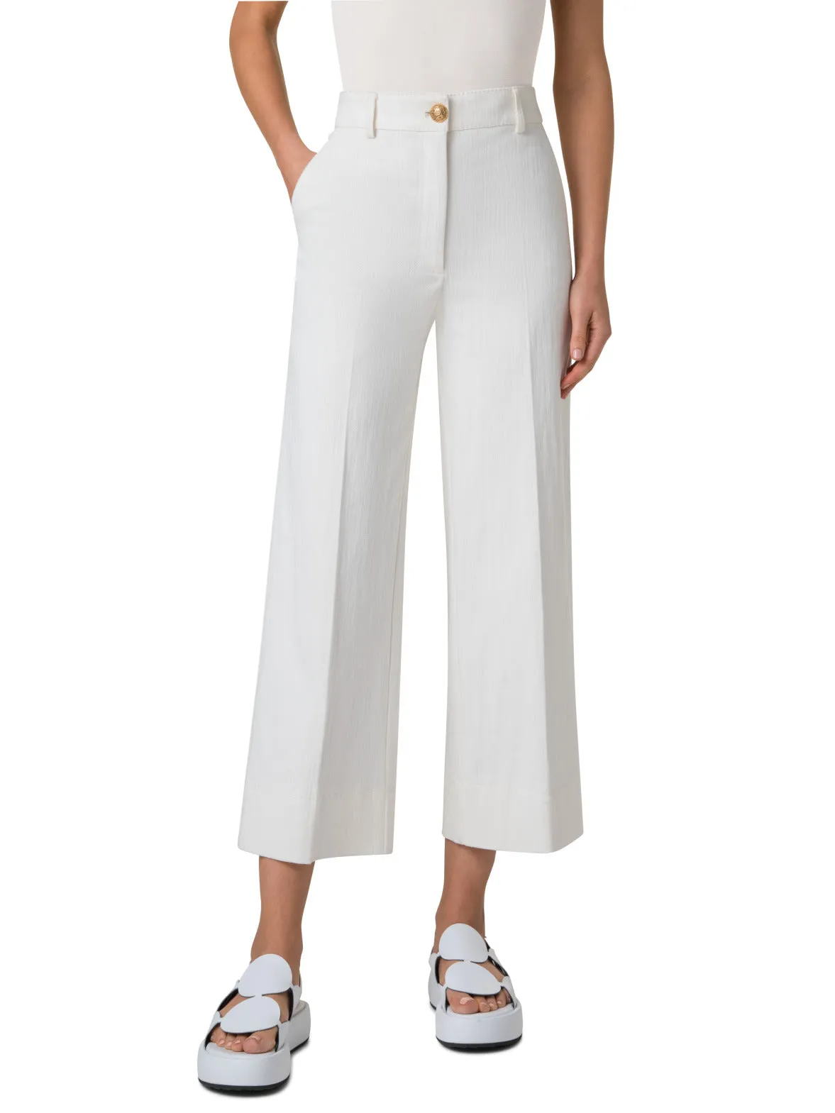 Wide Leg Pants in Cotton Denim