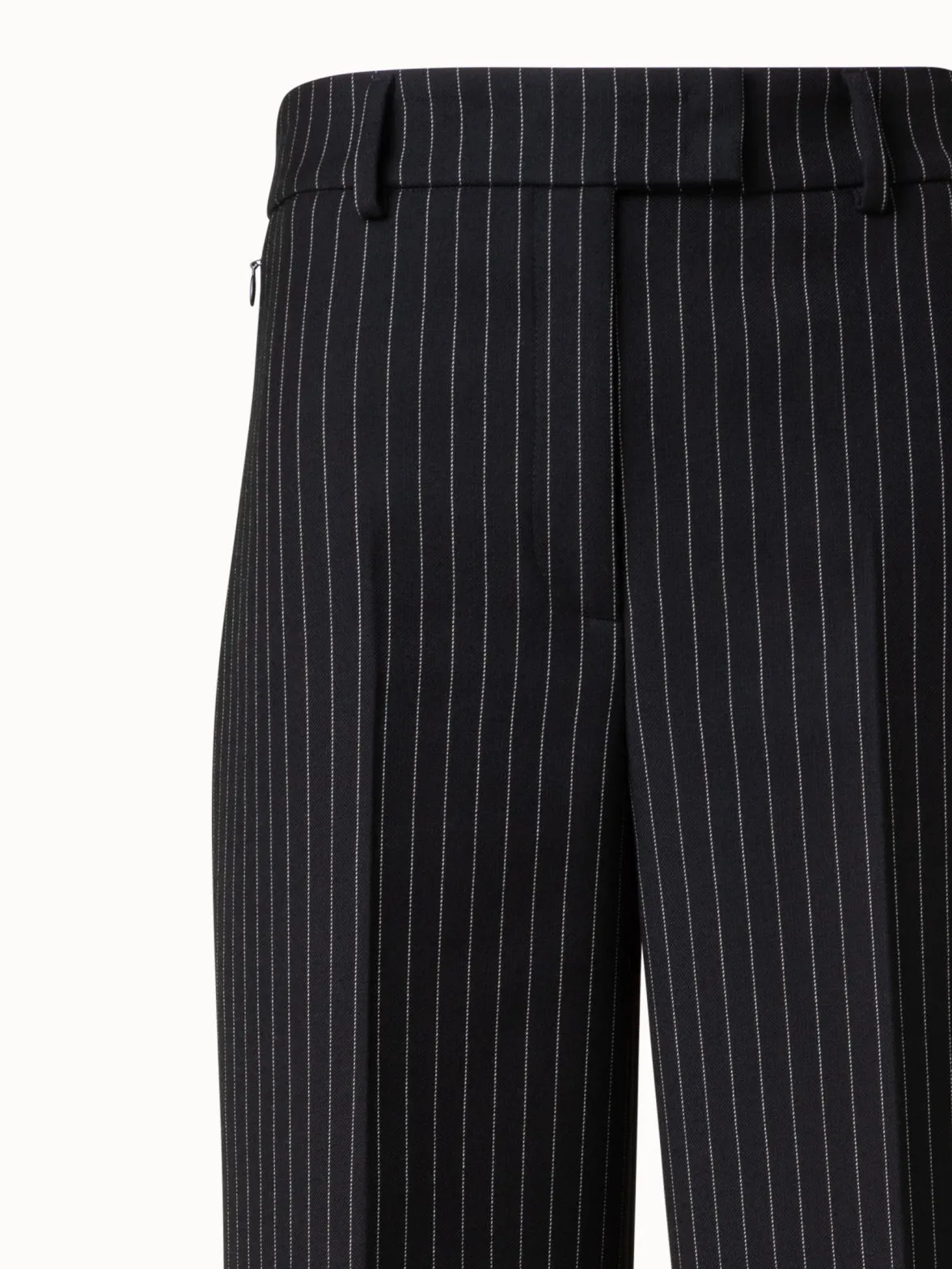 Wide Leg Pants in Wool Double-Face with Pinstripes