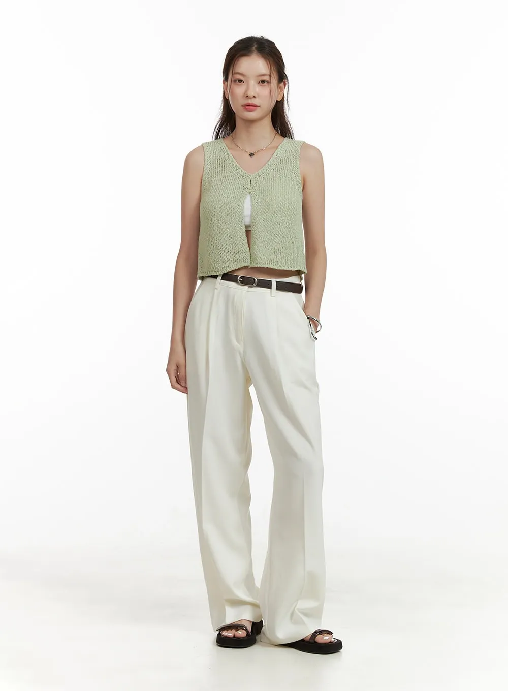 Wide Leg Tailored Trousers OU411