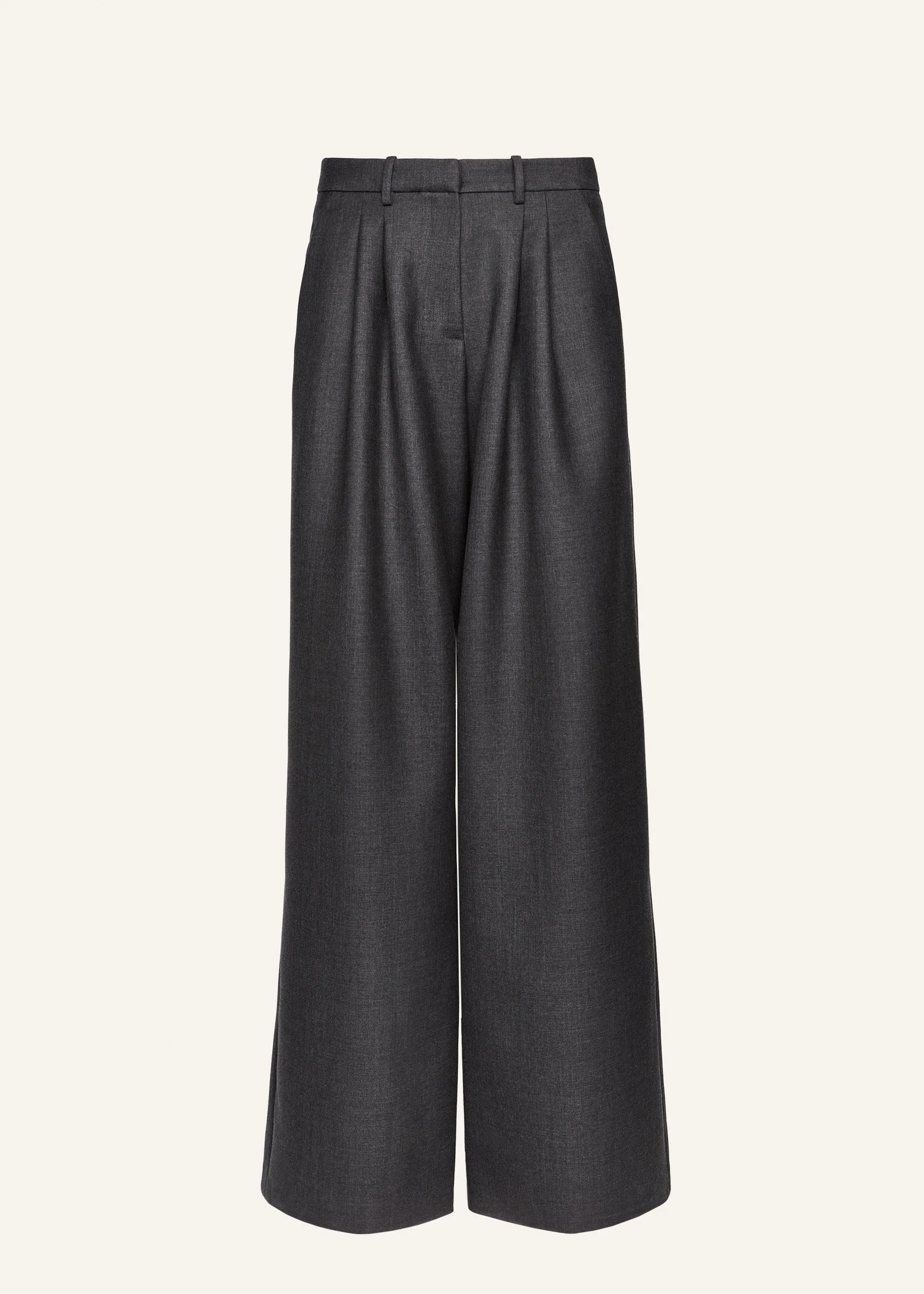 Wide-leg tailored wool pants in grey