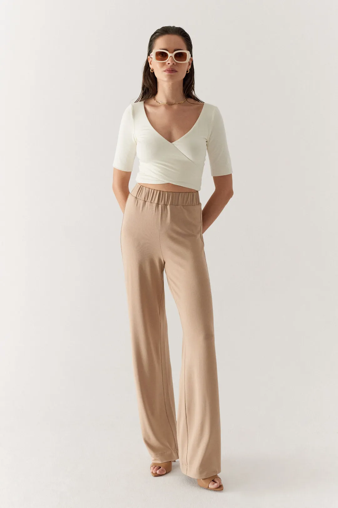 Wide Leg Trousers Beige