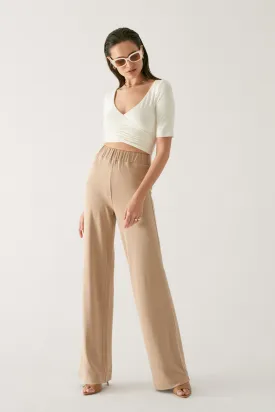 Wide Leg Trousers Beige