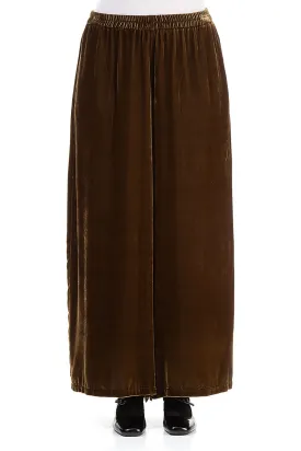 Wide Loose Golden Sage Silk Velvet Trousers