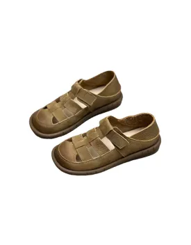 Wide Toe Box Comfortable Leather Retro Flat Sandals