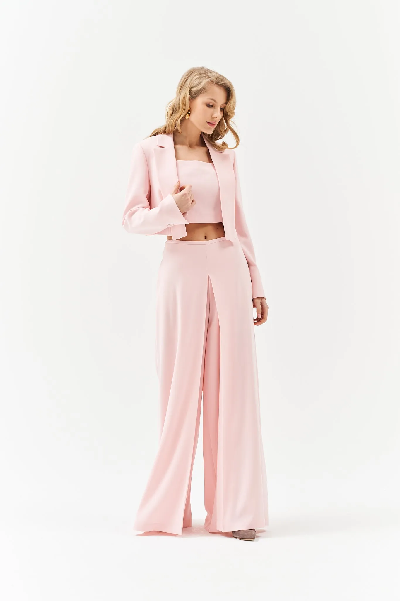 WIDE TROUSERS IN PEACH