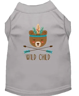 Wild Child Embroidered Dog Shirt Grey Med (12)