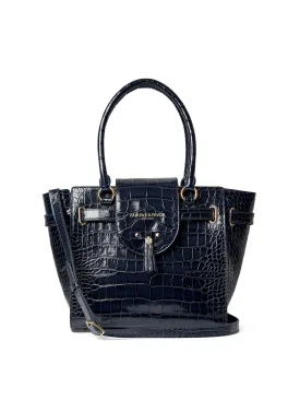 Windsor Tote - High Shine Navy Croc