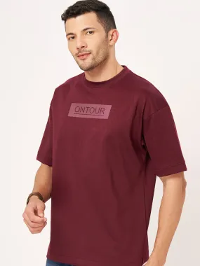 Wine Printed Half Sleeve Oversized T-Shirt