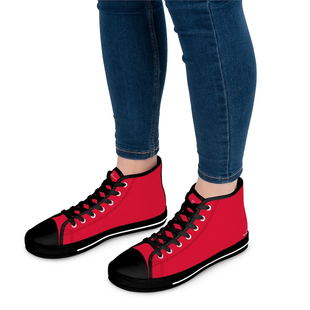 Wine Red Ladies' High Tops, Solid Color Best Women's High Top Sneakers (US Size: 5.5-12)