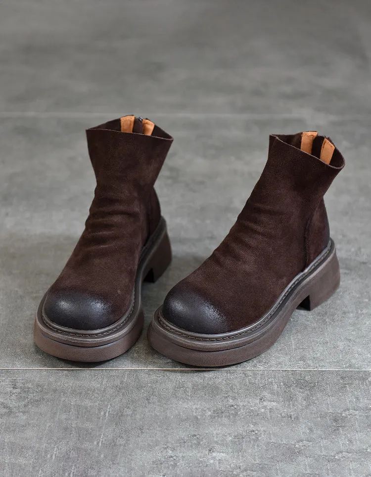 Winter Autumn Round Toe Suede Martin Boots