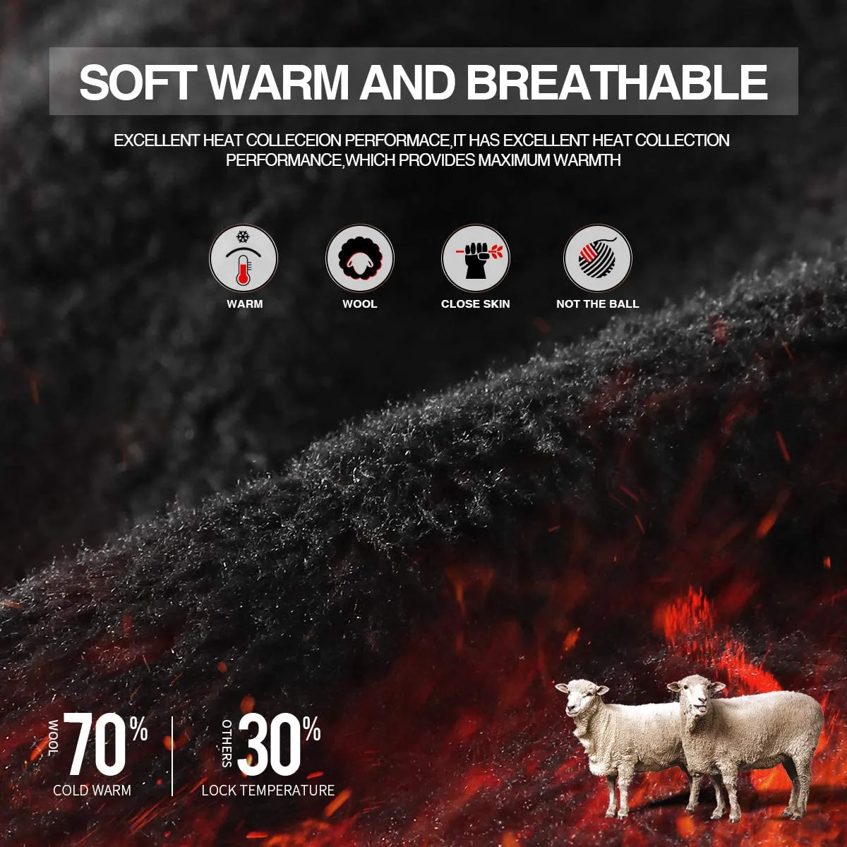 Winter Knit Gloves Warm Wool Windproof Touchscreen Anti-Slip Thermal Cashmere Fleece Lining Gloves