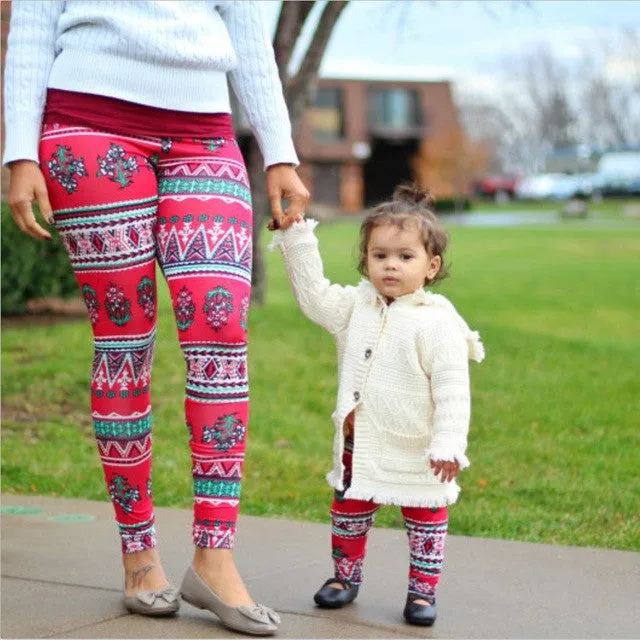 Winter Mother and daughter clothes Mom daughter Christmas pants Print Capris Family Matching Outfits Mother Girl Leggings Pants