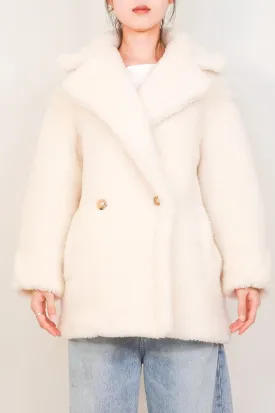 Winter white teddy midi wool coat RRP £2200