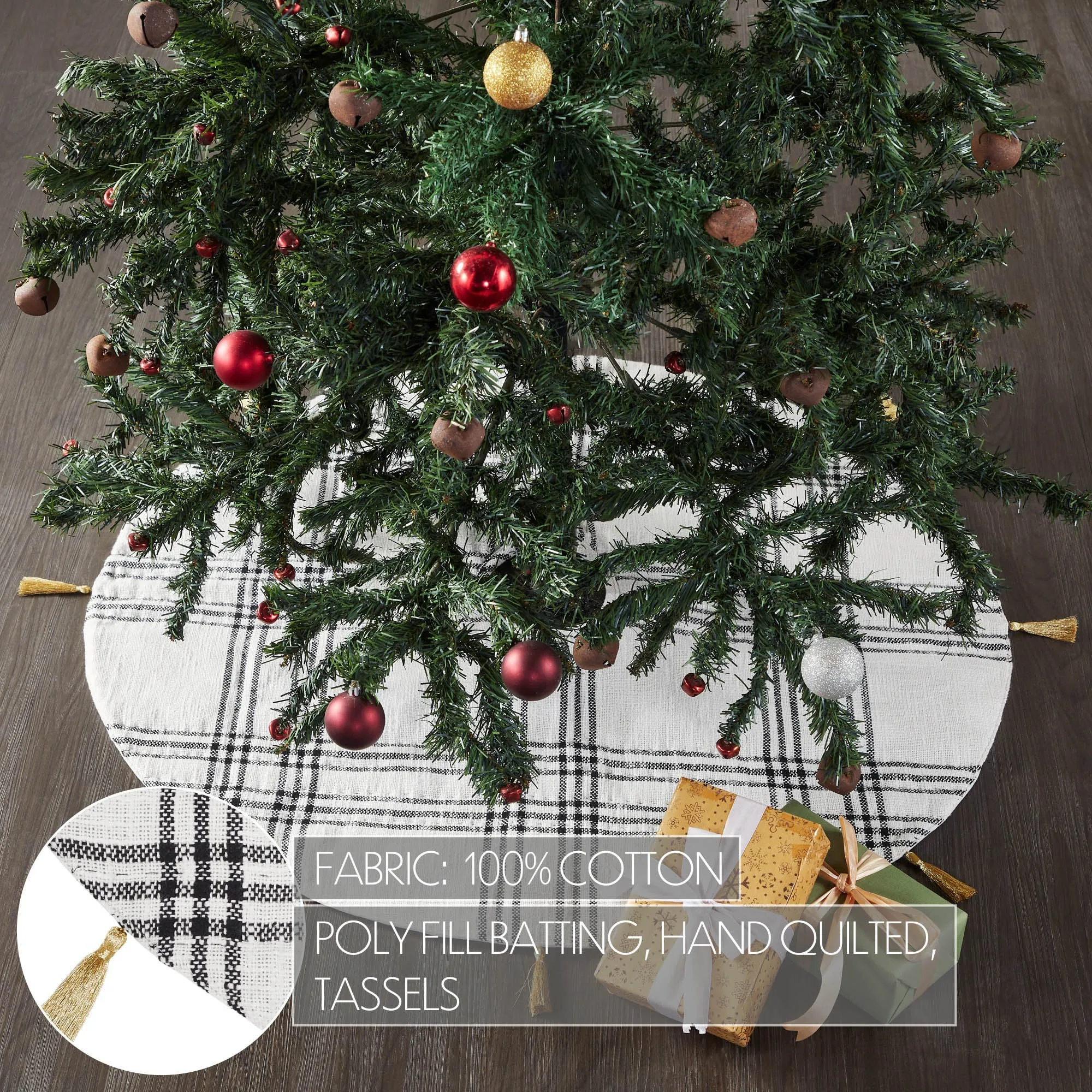 Wintergleam Black White Plaid Tree Skirt 36