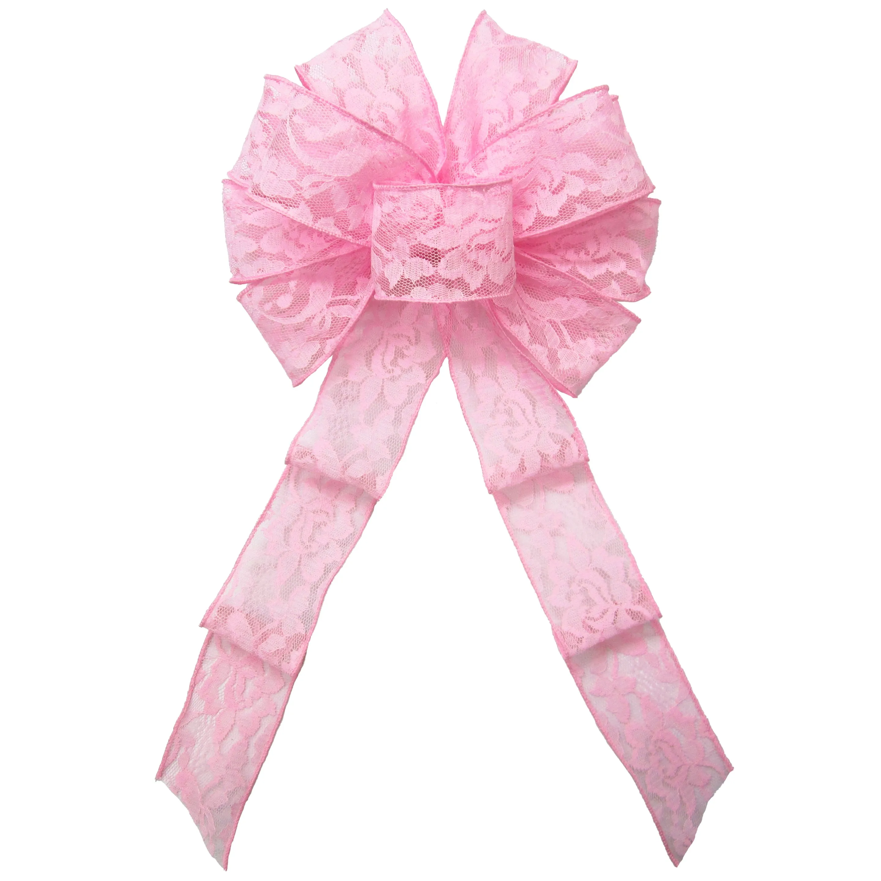 Wired Light Pink Lace Bows (2.5"ribbon~10"Wx20"L)