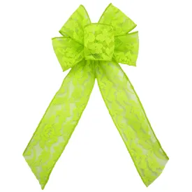 Wired Lime Green Lace Bows (2.5"ribbon~6"Wx10"L)