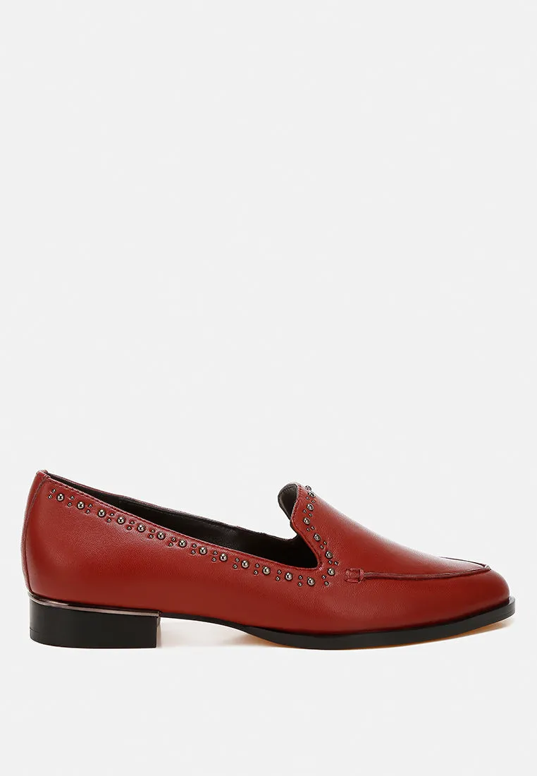 Wolferton Delicate Stud Detail Leather Loafers