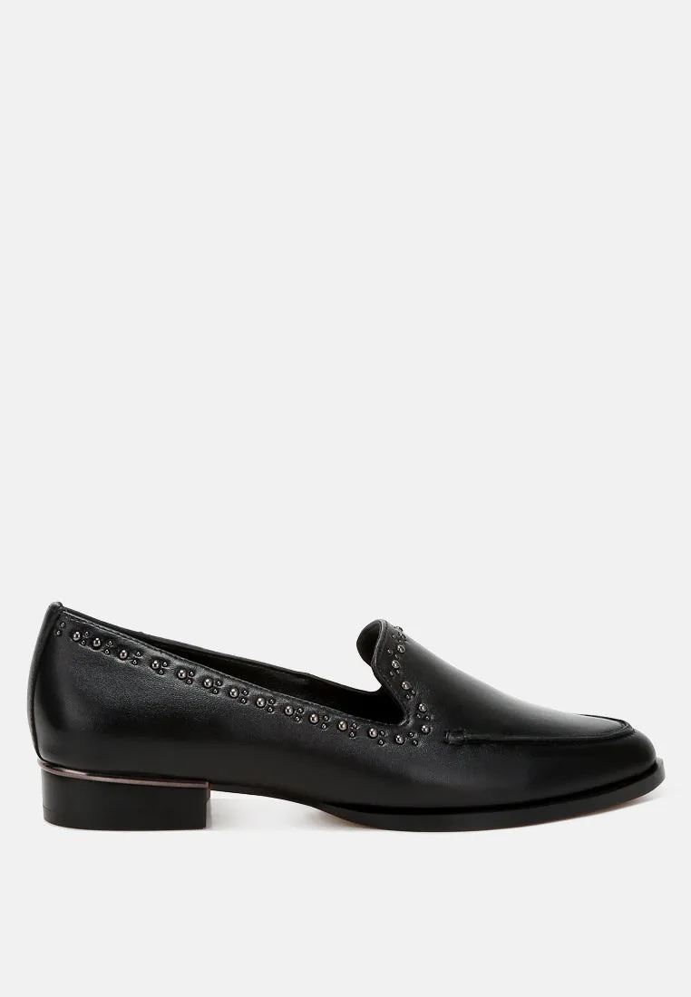 Wolferton Delicate Stud Detail Leather Loafers