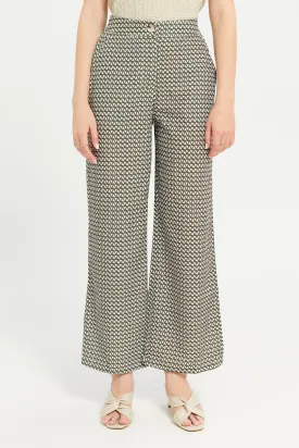 Women Assorted Geometric Print Wide Leg Trouser