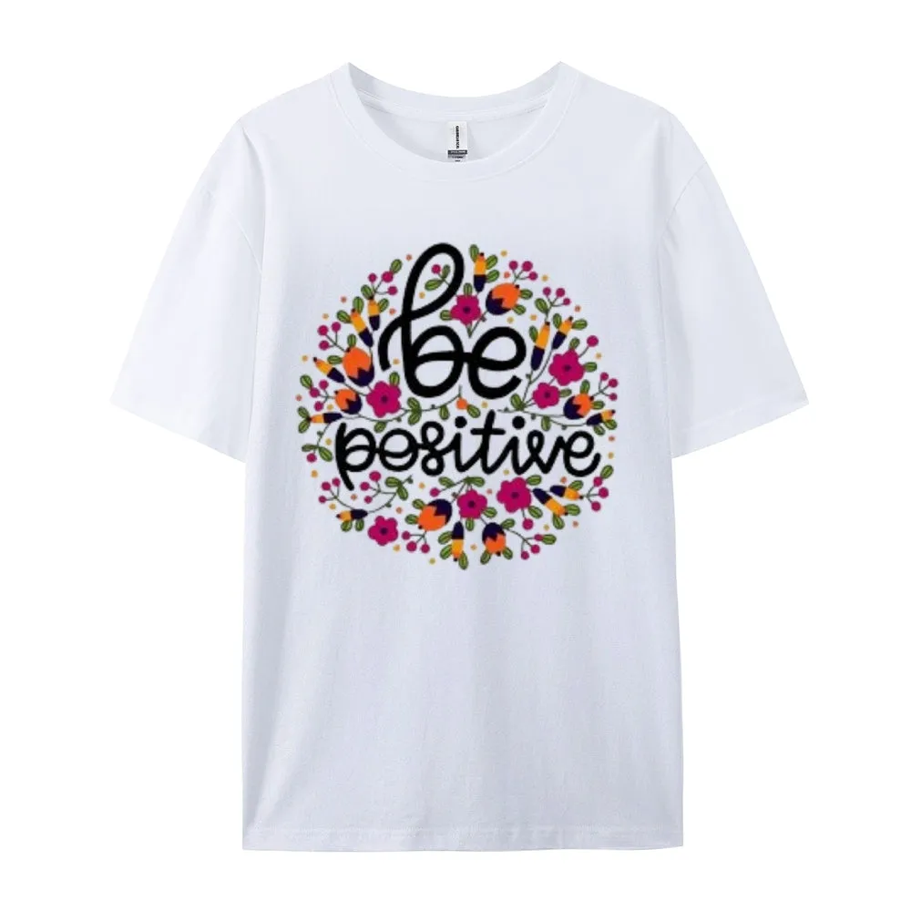 Women Be Positive Letter And Flower Print Graphic T-shirt