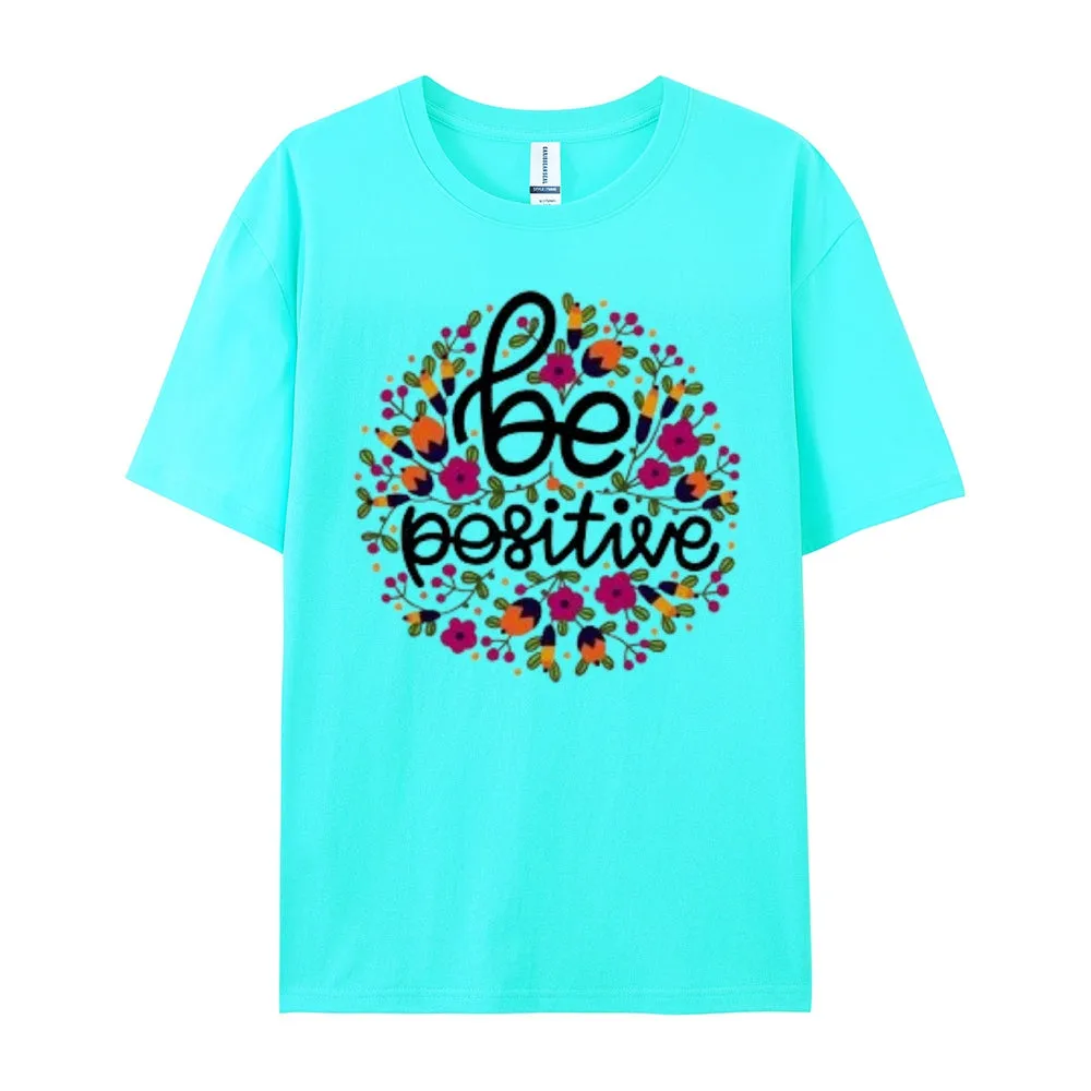 Women Be Positive Letter And Flower Print Graphic T-shirt