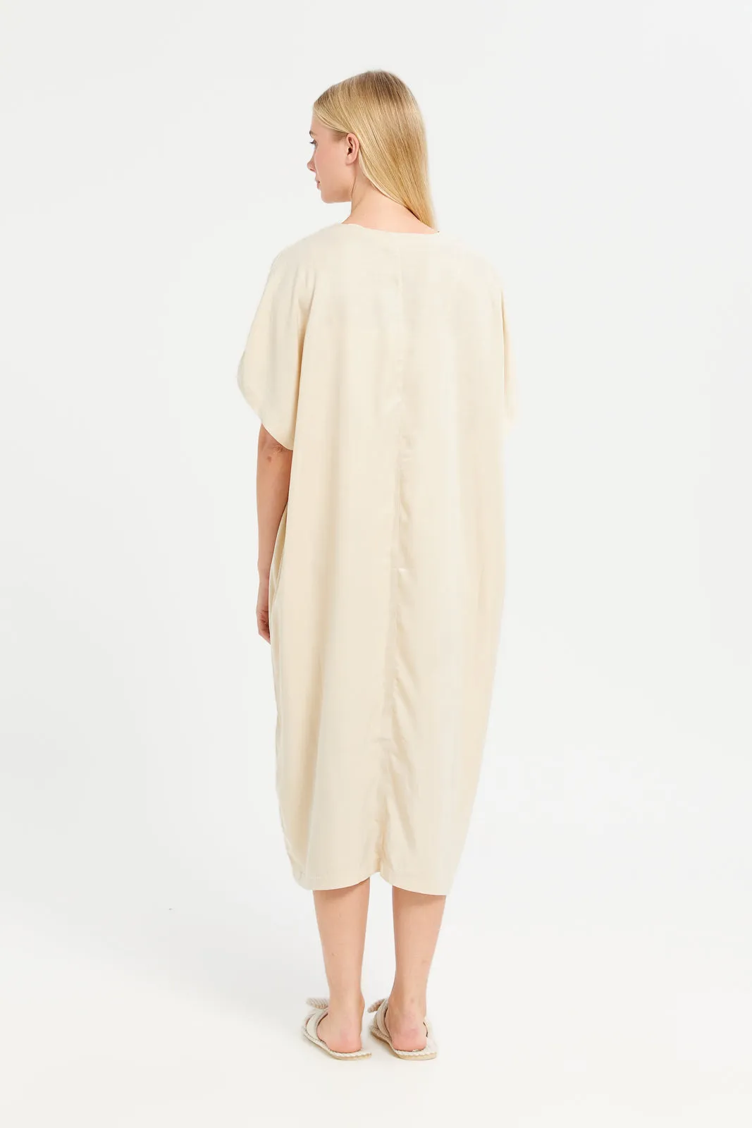 Women Beige Kaftan Nightgown