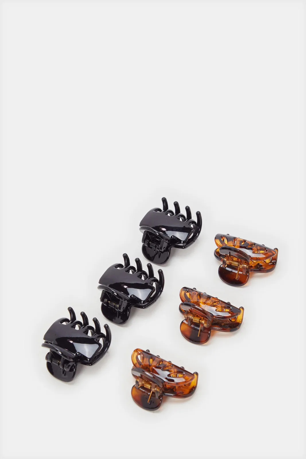 Women Black And Brown Hair Claw Set (Pack of 6)