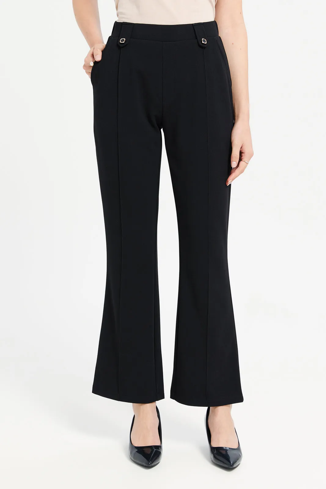 Women Black Wide Leg Trousers