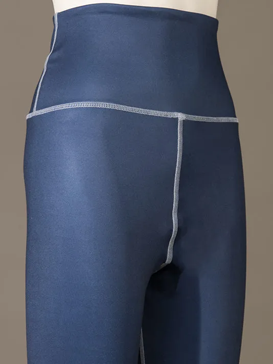 Women Blue Polyester Sports Tights