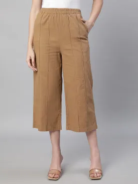 Women Brown Cotton Flowy Palazzo Culottes