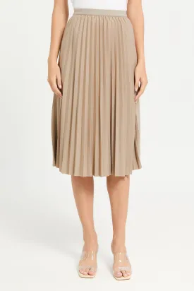 Women Brown Pleated Skirt