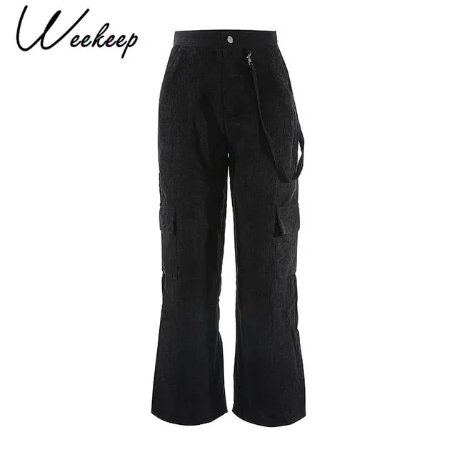 Women Casual Pockets Patchwork Cargo Pants