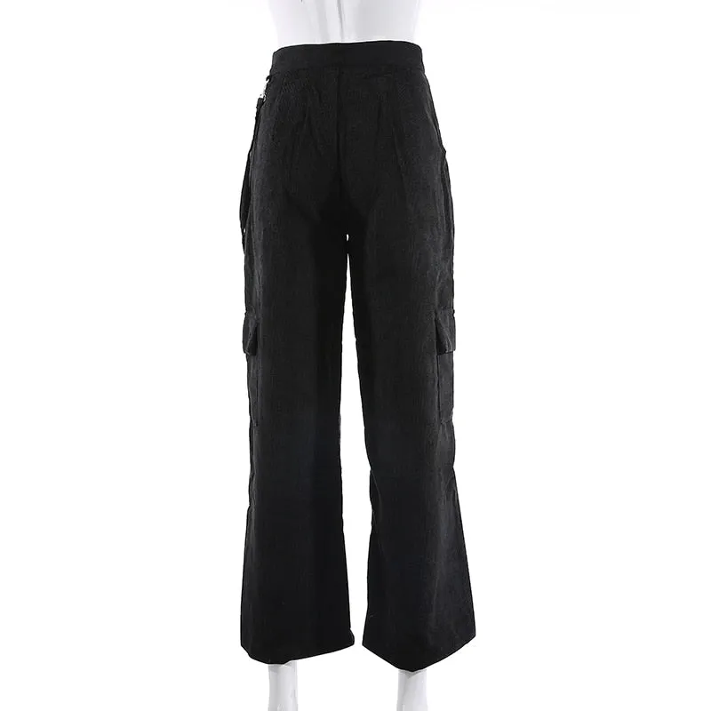 Women Casual Pockets Patchwork Cargo Pants